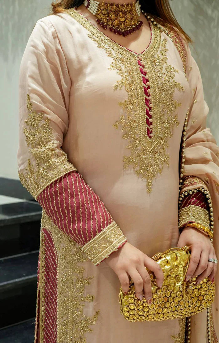 New Designer Partywear Heavy Chinon Silk with Heavy Embroidery Work Kurta With Pant And Dupatta