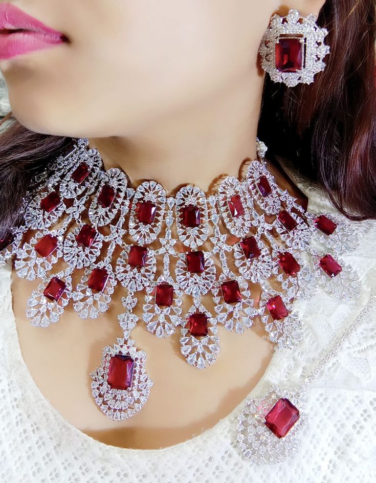 Red Stone Necklace Set