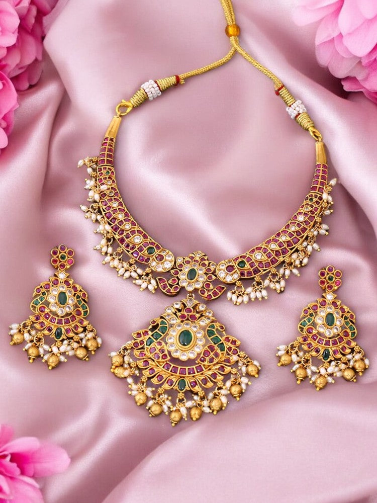 Multicolor Madhava Antique Jewellery Set - New Arrival