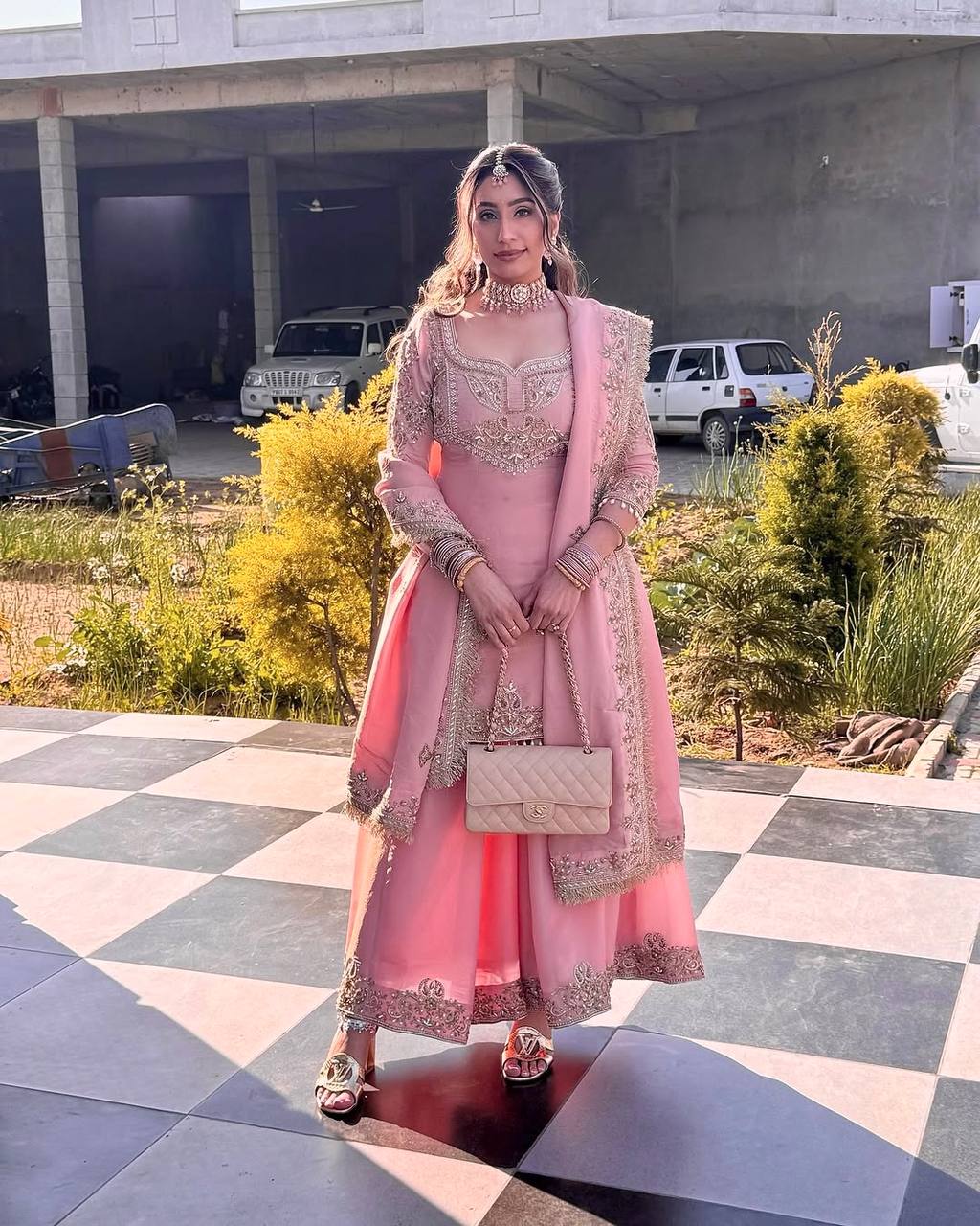 Stunning Heavy Pink Color Sharara Suit