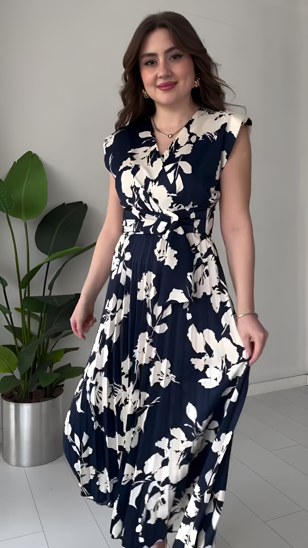 Remini casual Peplum pleated crepe dress for women